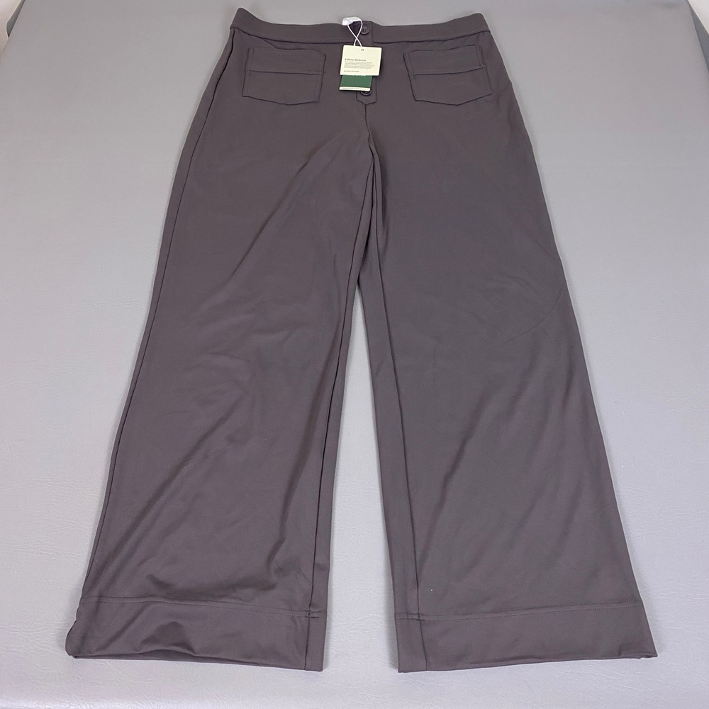 Halara Womens Wide Leg Pants Size XL Gray Button Fly Patch Pockets High Rise NWT